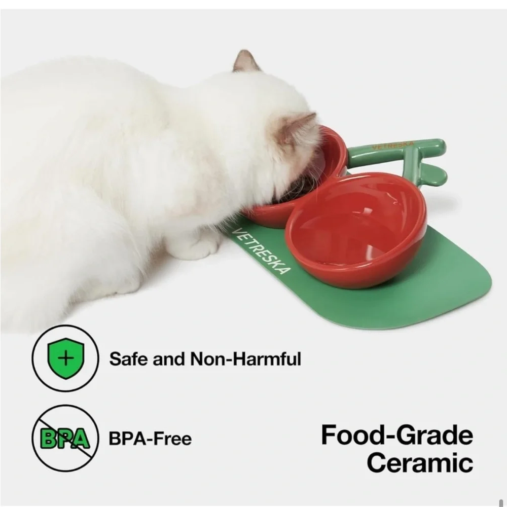 VETRESKA Cherry Cat Food Bowls
